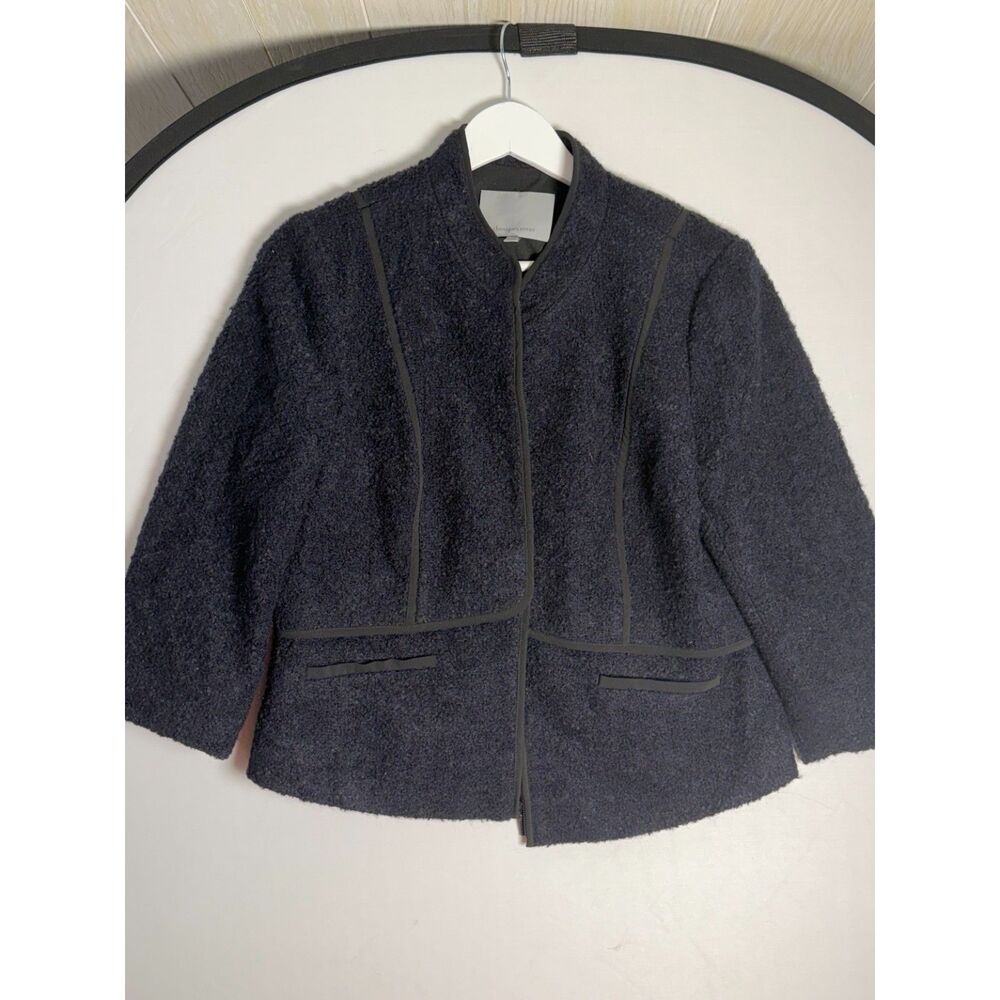 Classiques Entier Women’s L Large Navy Boucle Wool Alpaca Zip Jacket